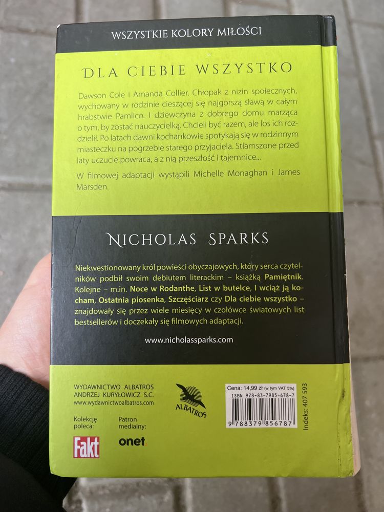 Nicholas Sparks Dla Ciebie Wszystko