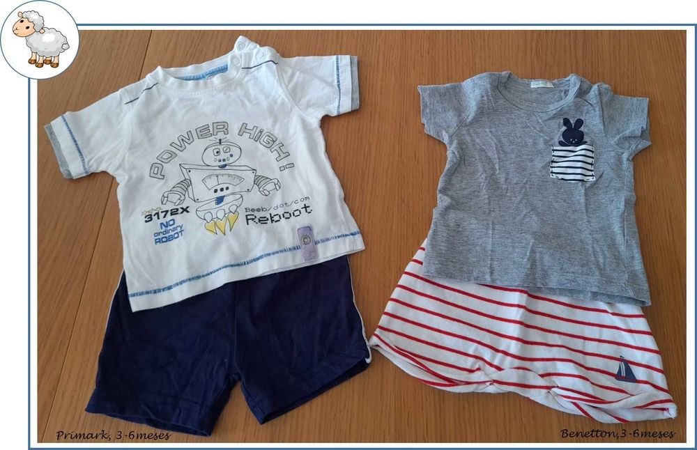 0-12Meses Menino Primavera/Verão:  t-shirts e conjuntos