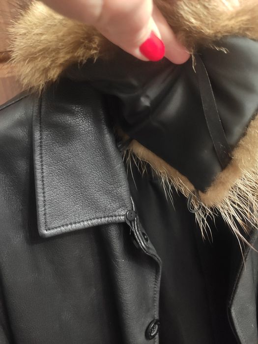 Чоловіча шкіряна, зимова куртка