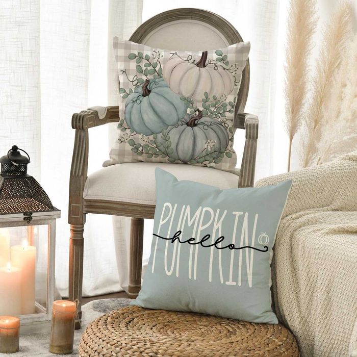 4x Poszewka dekoracyjna na poduszkę 45x45 cm JESIENNA DYNIA Halloween