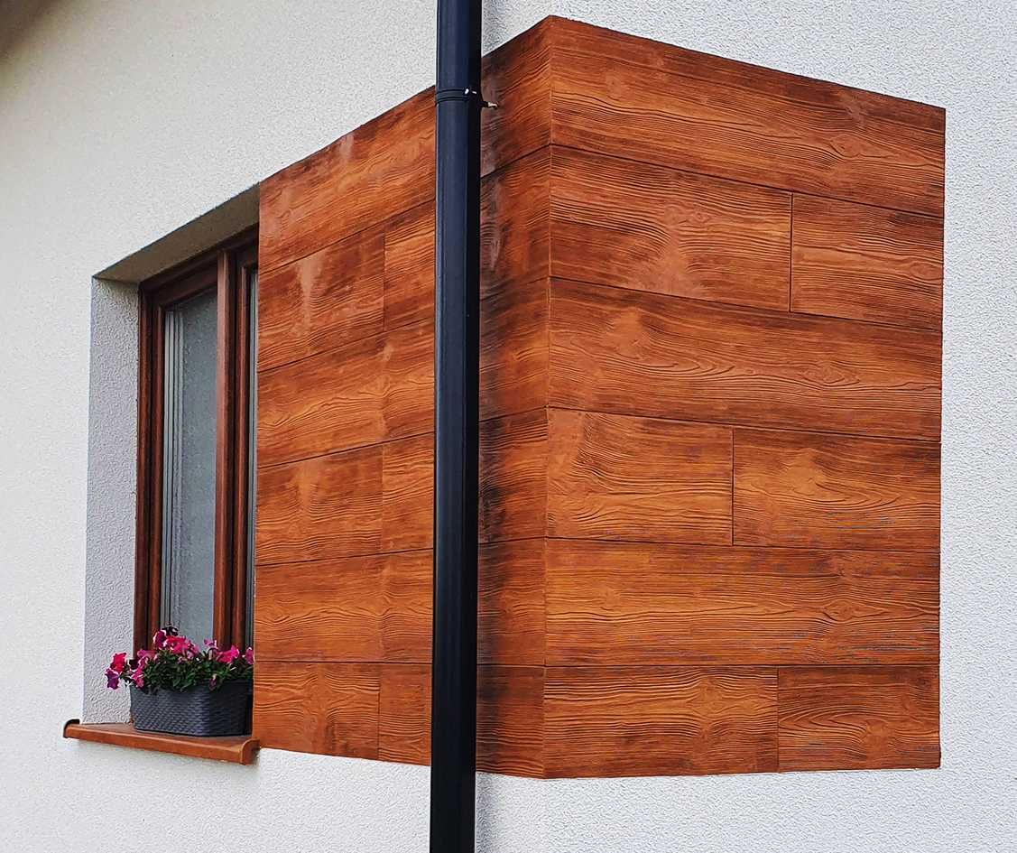 Deska elewacyjna imitująca drewno. ZESTAW panel + klej+ lazura (farba)