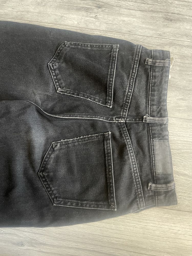 jeansy straight leg prosta nogawka czarne stradivarius 32 xs