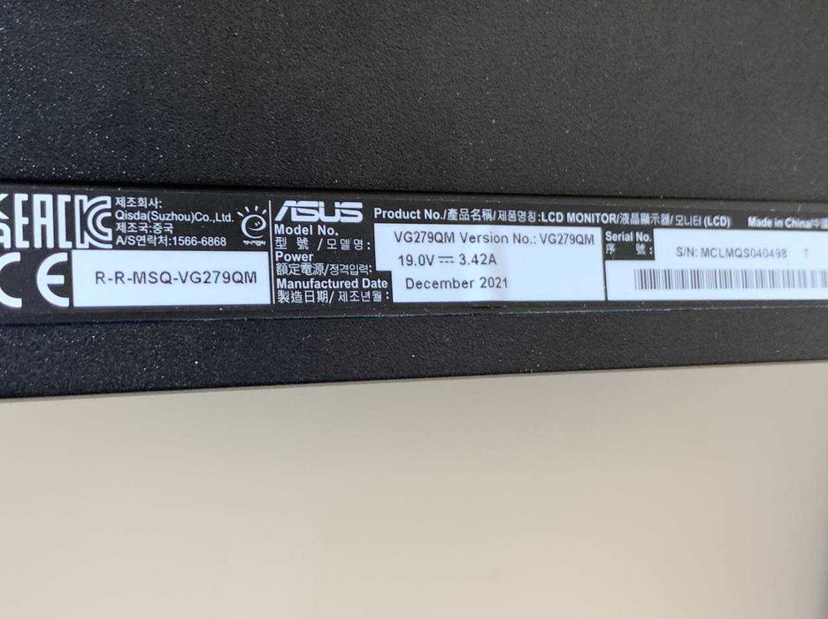 Монітор ігровий Asus VG279QM Black мерехтить при увім.коли холодний"15