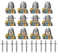 Zestaw 12 figurek rycerzy LEGO średniowiecze niebiesko żółci