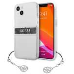 Etui Guess 4G Grey Strap Charm Na Iphone 13 Mini - Przezroczyste