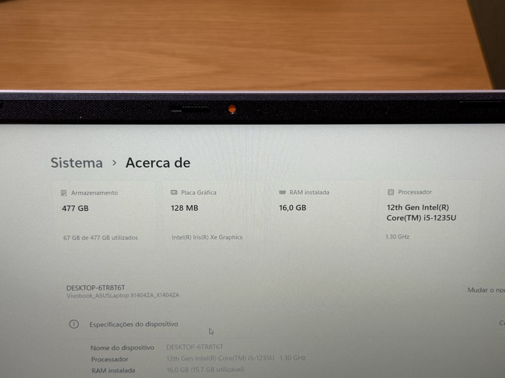 Portatil asus vivobook x1404z i5 12geraçao 16/512ssd como novo