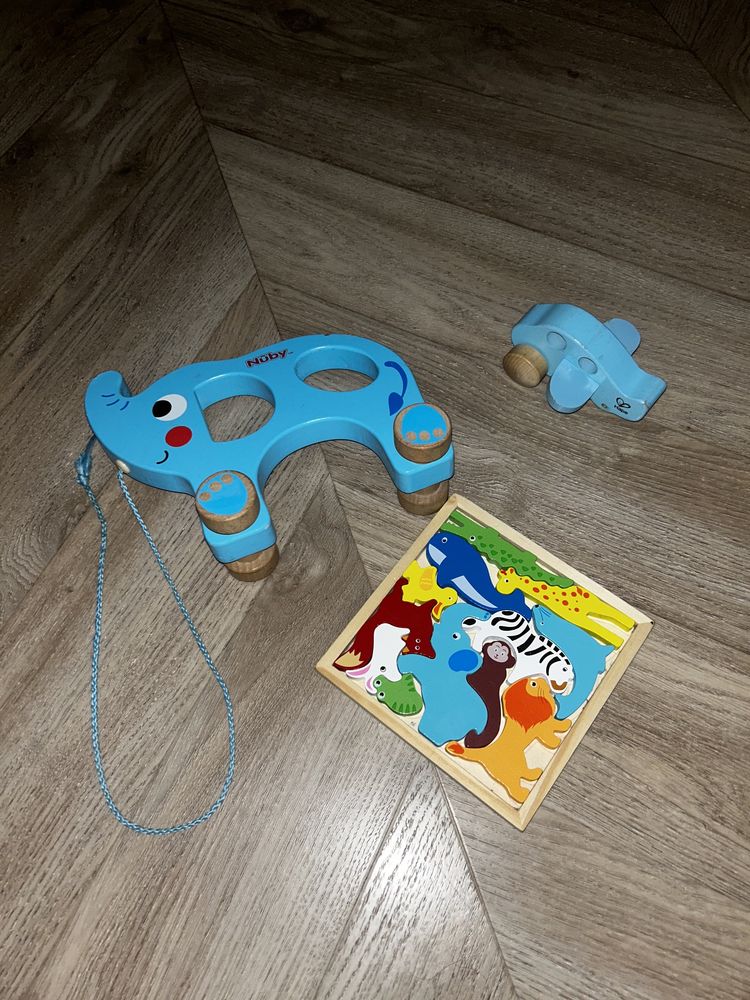 Каталка Nuby, літак самолетик  Hape, пазли дерев’яні