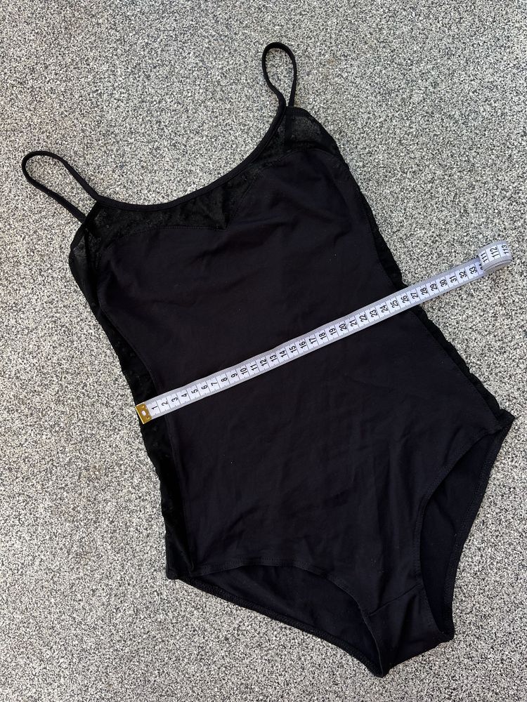 Bershka czarne dopasowane body tiul siateczka serca serduszka sexy S