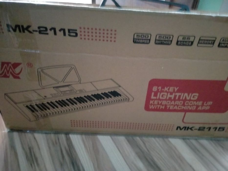 Keyboard MK-2115 Organy, 61 Klawiszy, Zasilacz, Podświetlane Klawisze