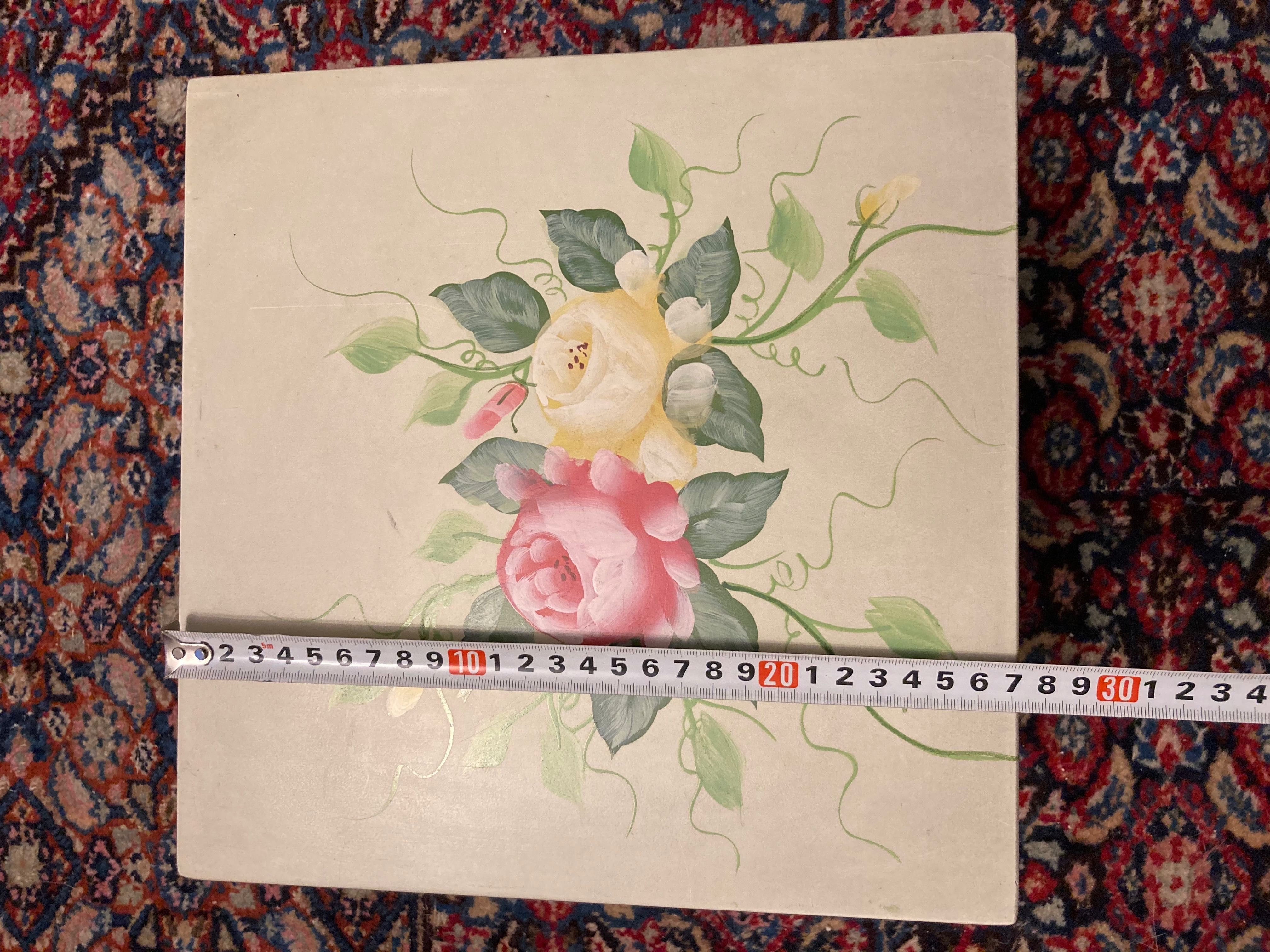 Szkatułka pudełko na biżuterię z szufladkami kwiaty zieleń