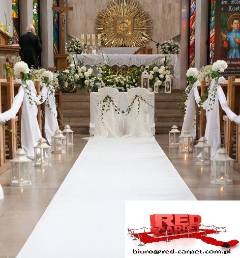 Biały dywan chodnik ślub Premium podkład podgumowany 1m