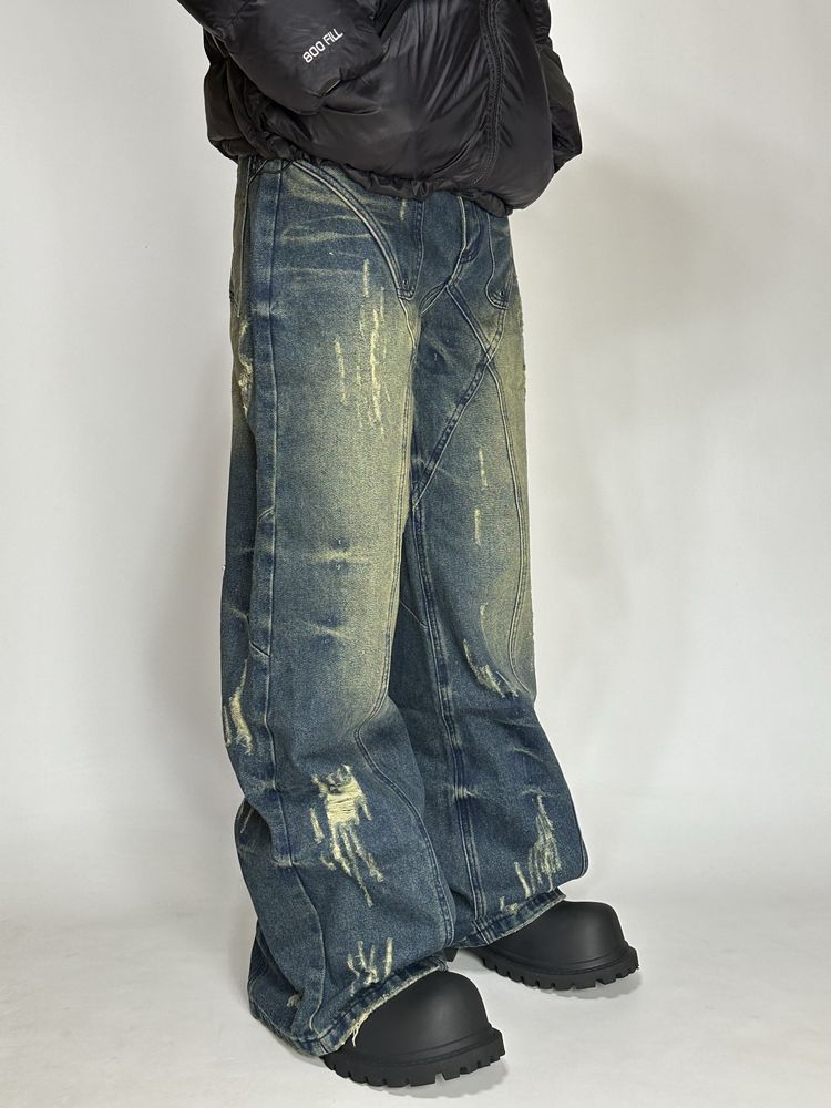 NFS NO FAITH STUDIOS baggy faded jeans distressed archive opium джинсы