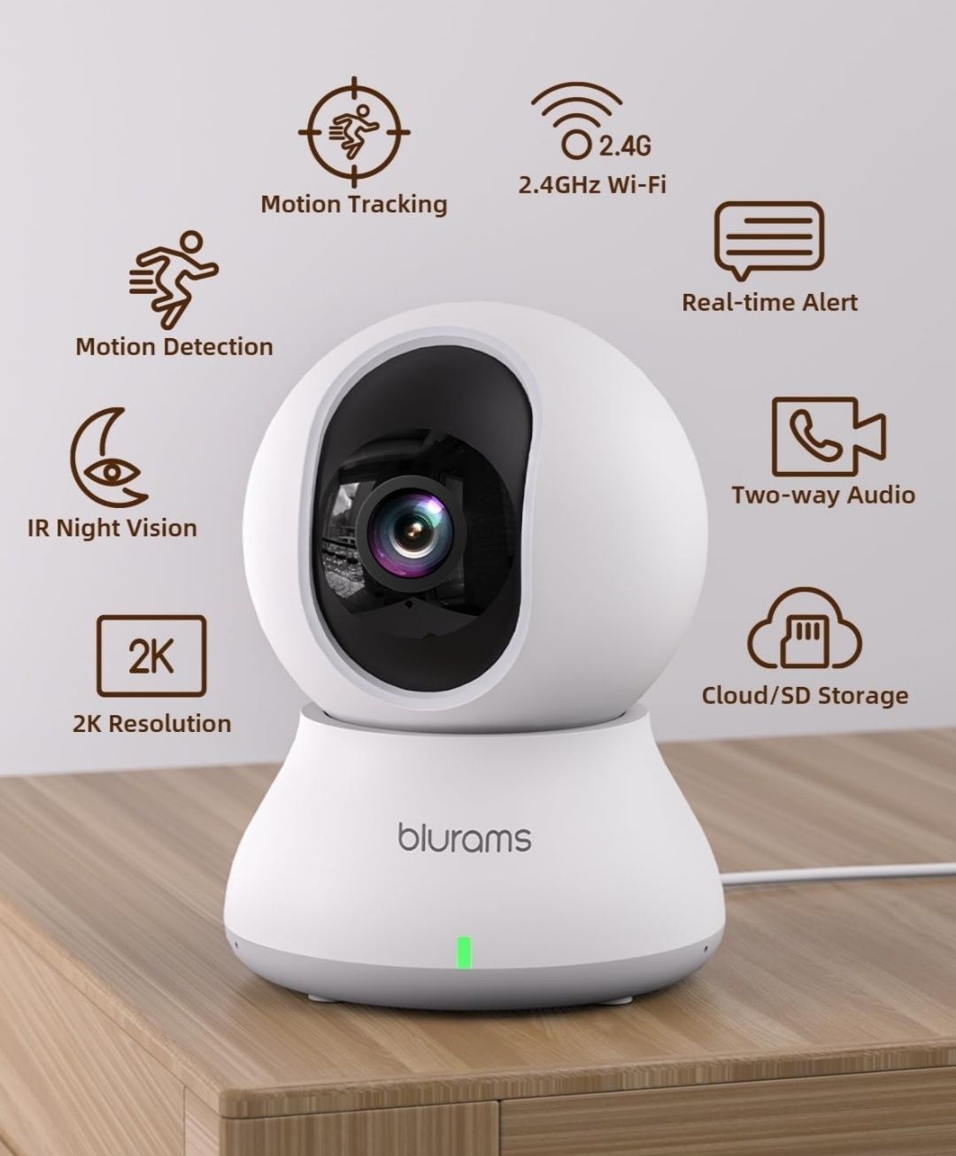 Wewnętrzna kamera Wi-Fi, kamera monitorująca blurams