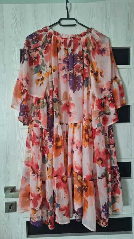 Sukienka kwiaty kwiatki H&M HM L 40 42 44 plus size oversize floral