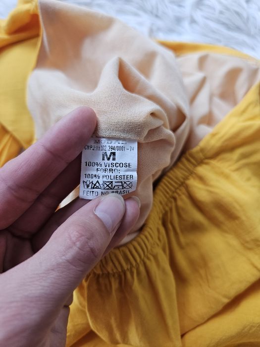 Żółta musztardowa letnia midi długa podpasowana sukienka M