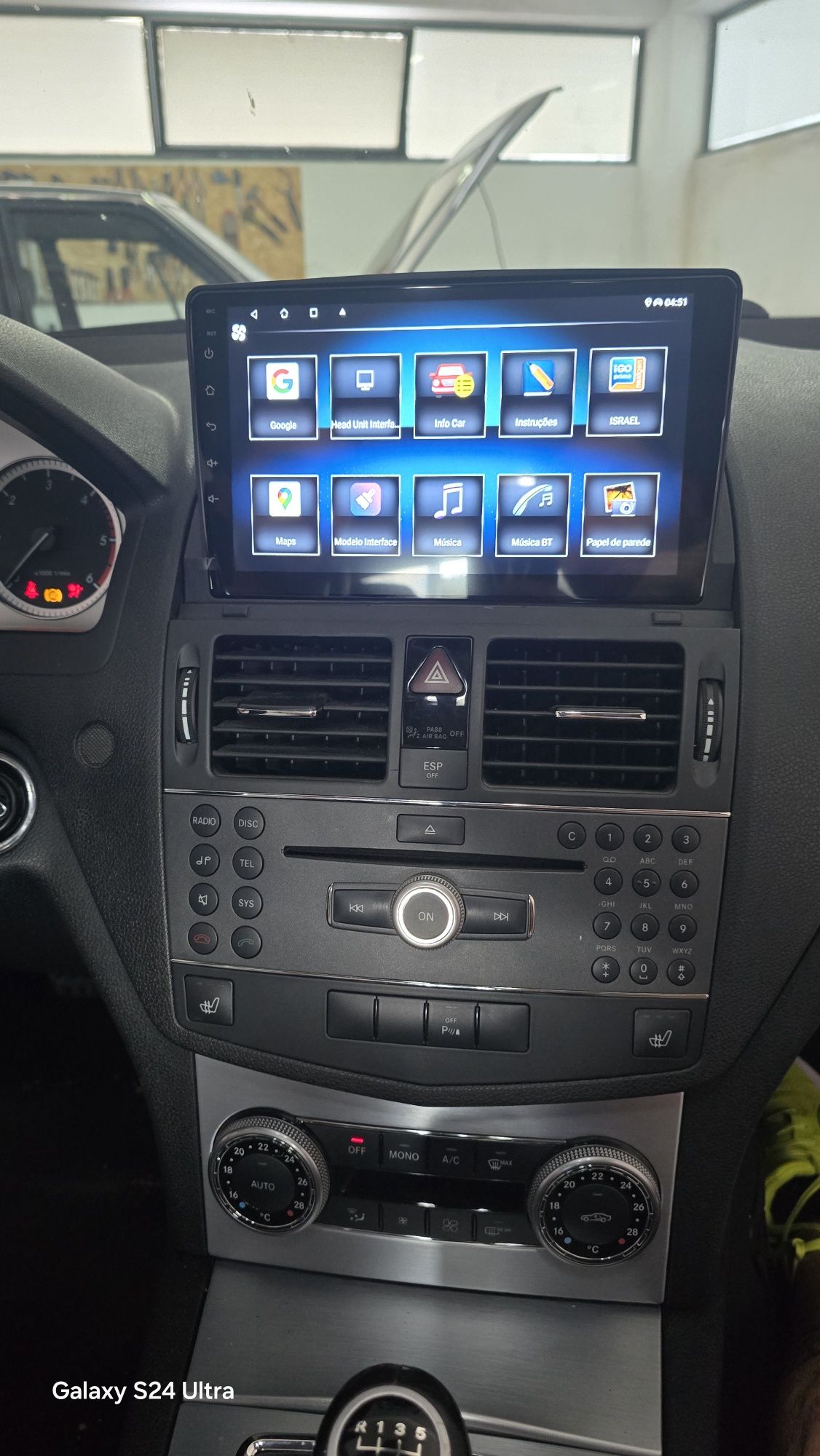 Rádio Mercedes W204 Android 13 com GPS (Novo)