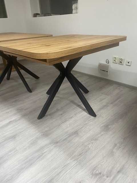 NOWY Stół zaowalony rozkładany Loftowy Nogi Metalowe Czarne 90x115/165