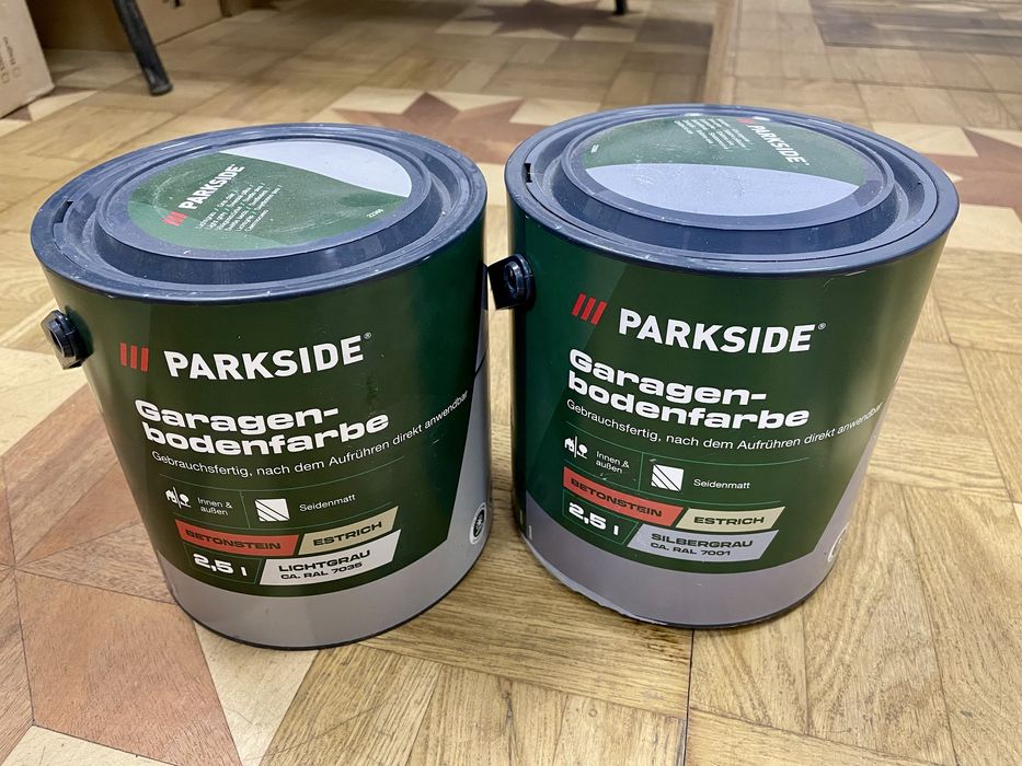 Краска для пола гаража СЕРАЯ для внутр./внешн. работ 2,5л PARKSIDE