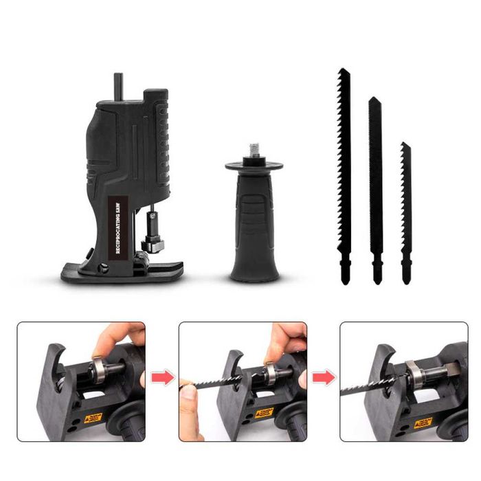 Насадка-лобзик для дриля + 3 полотна / Лобзик насадка на дриль