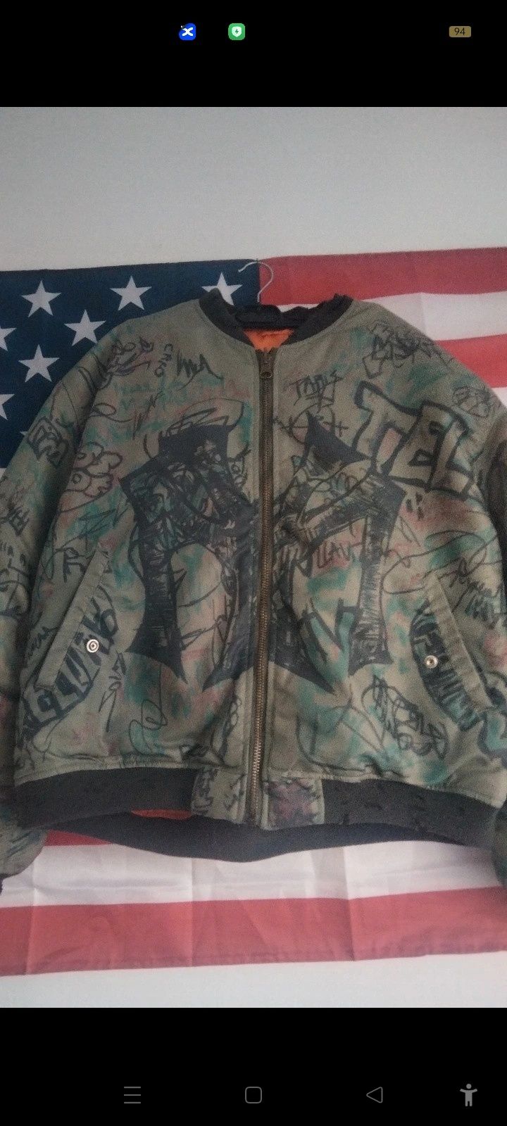 Mowalola Grafity Distressed Bomber