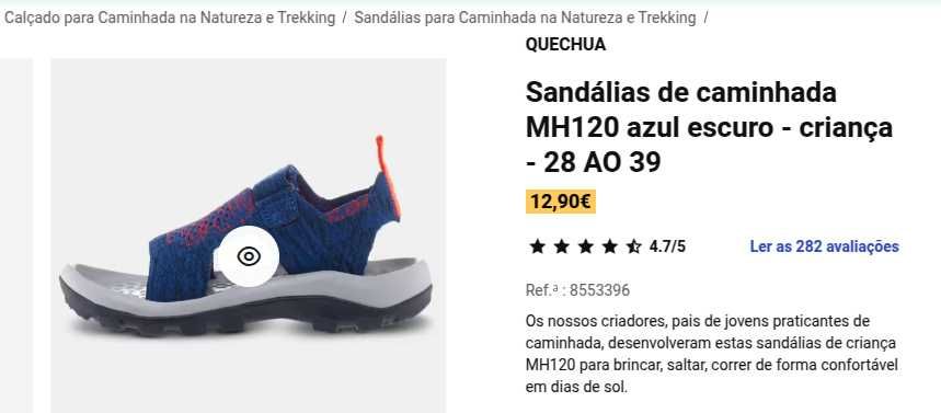 Sandálias de caminhada MH120 azul QUECHUA Tamanho : 39