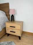 stolik nocny SN-2 LOFT 45cm dąb artisan/dąb sonoma/biały mat/czarny