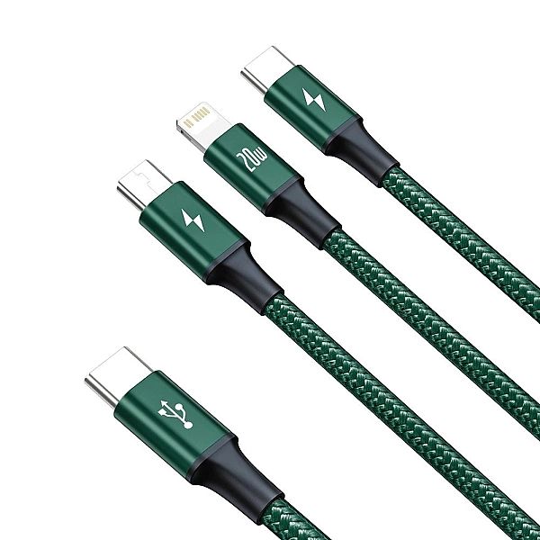 Kabel Baseus Rapid Series 3w1 USB-C - USB-C / Lightning / micro USB 20