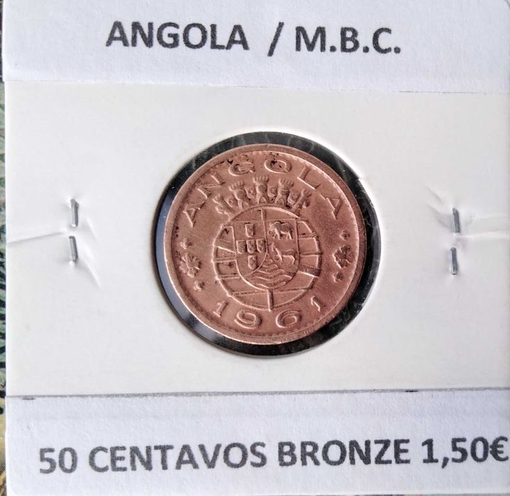 4 Moedas Portuguesas de 50 Centavos Ex Colónia Ultramarina de Angola
