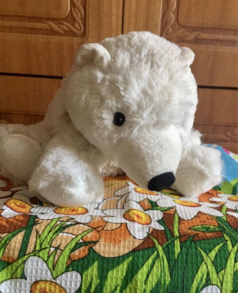 Игрушка медведь, с наполнением, сохраняющим тепло в кровати