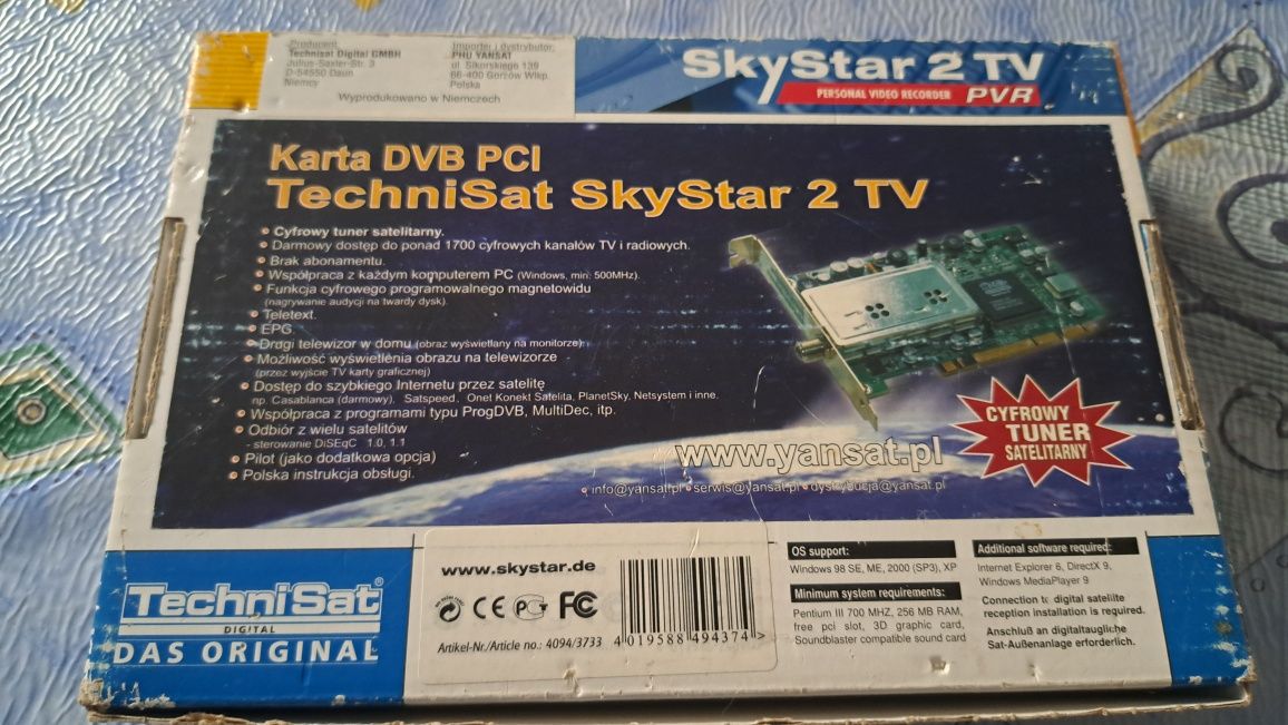 Karta telewizyjna satelitarna DVB PCI TechniSat SkyStar 2 TV z RFN