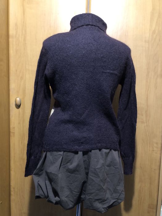 Brązowy welniany sweter golf pasiasty dlugi rękaw 100% welna, roz M-XL