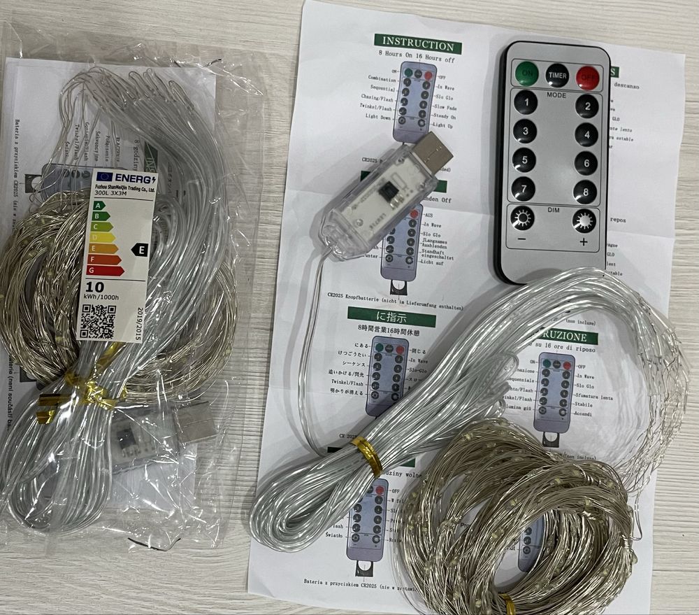 LED-штори 3х3м з пультом керування 8 режимів USB-підключення