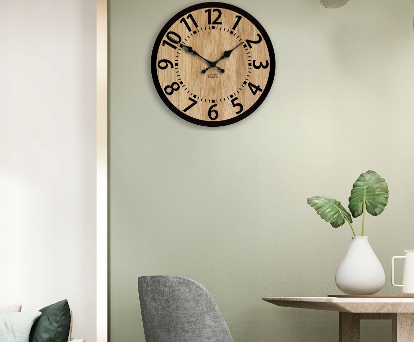 Zegar Ścienny Drewniany Duży Cichy 33 cm Berlin