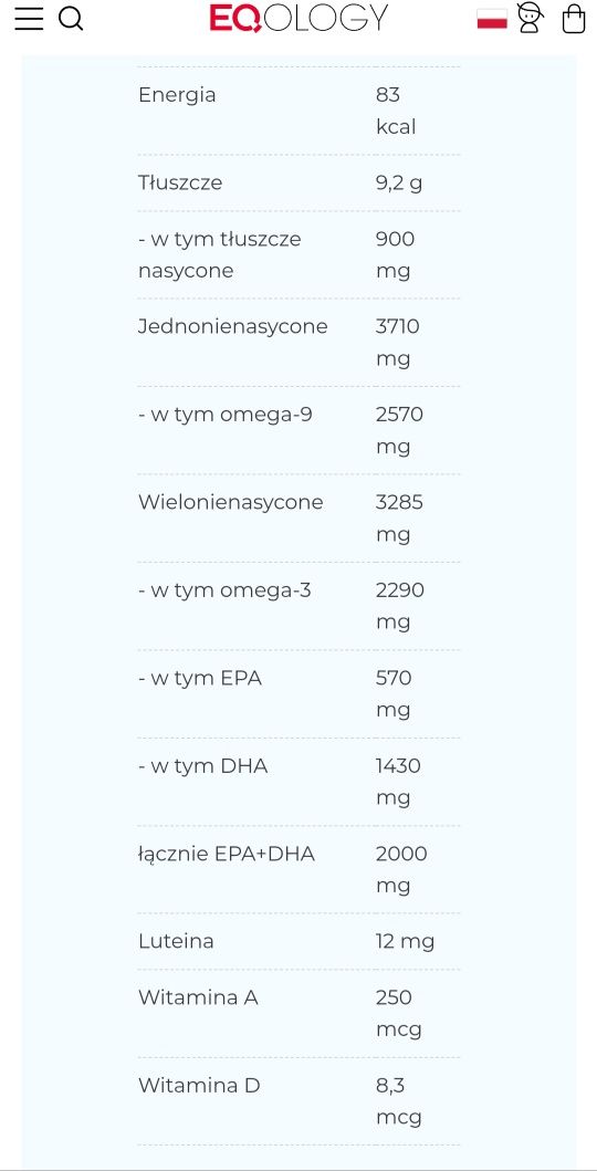 Olej z kwasami omega-3 Eqology Pure Arctic Oil Gold