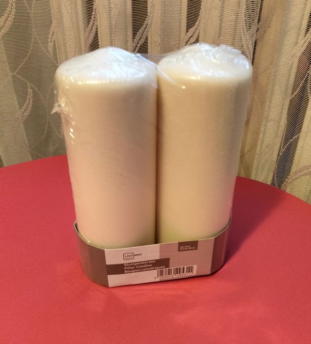 Świece pieńkowe Livarno home, białe, 7x 19 cm, zestaw 2 sztuk