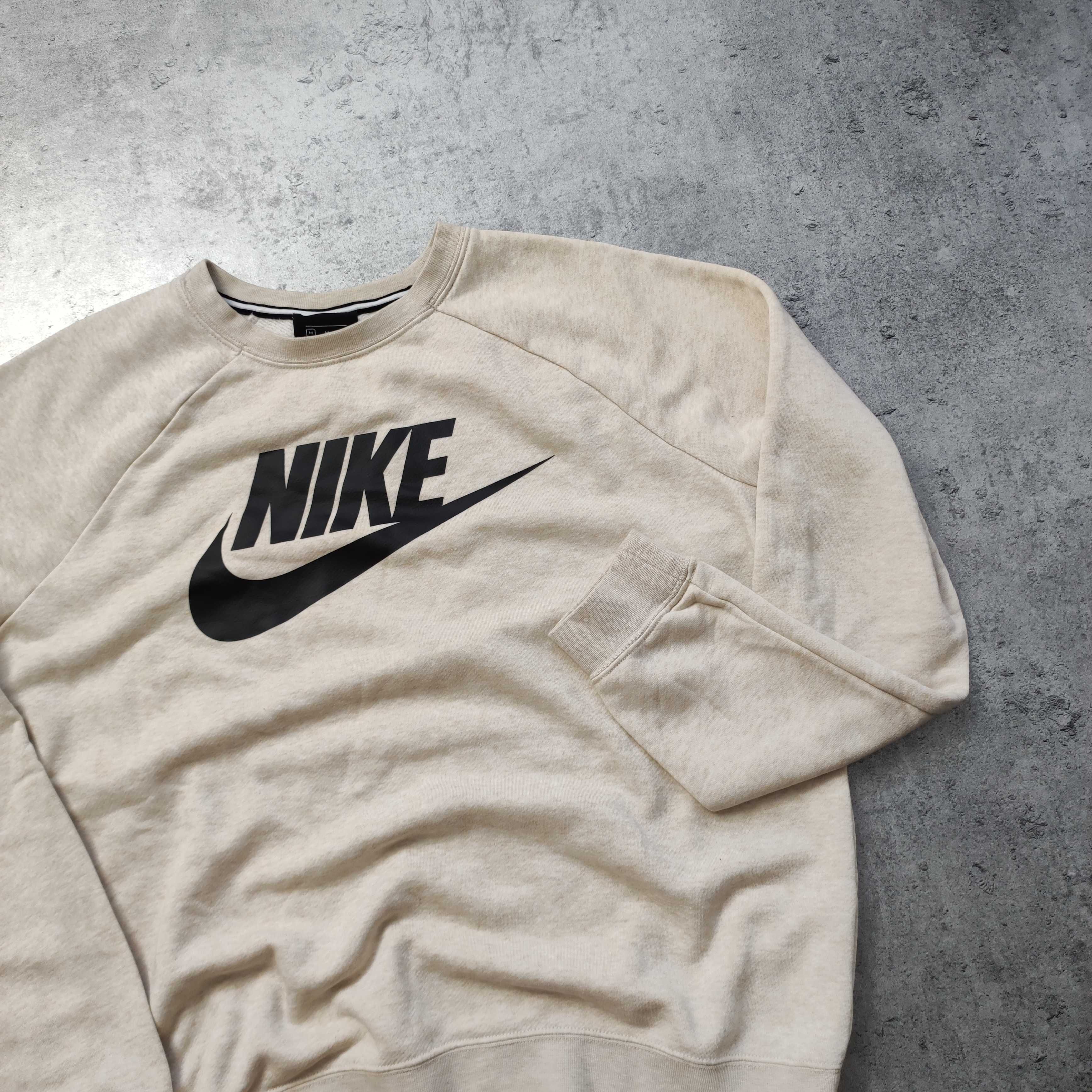 DAMSKA PREMIUM Bluza Beżowa bez Kaptura Nike Sportowa Casual Duże Logo