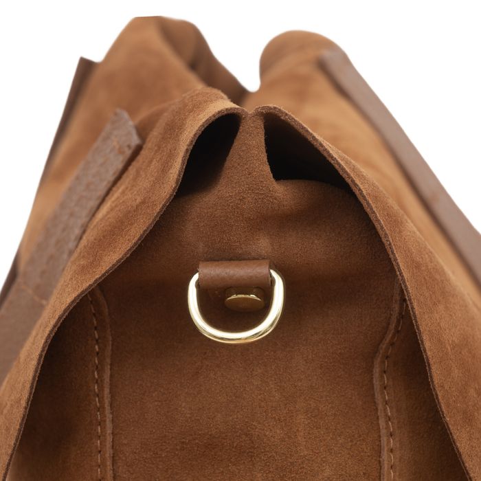 VERA PELLE torebka damska zamszowa shopper z paskiem V676 c.brązowa