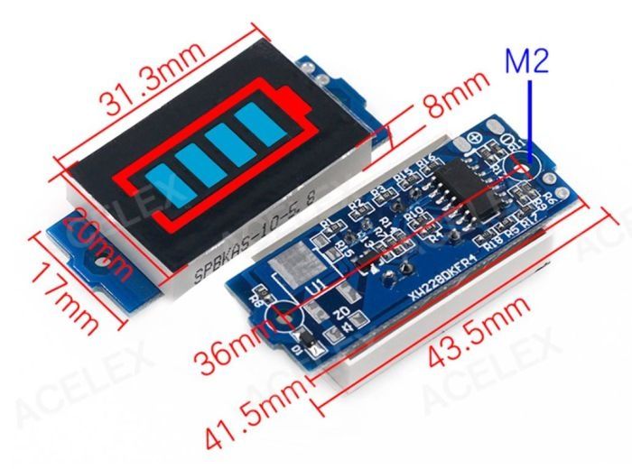 Индикатор уровня заряда батареи 3S 18650 Li-ion 12,6В синий
