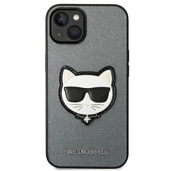 Etui Karl Lagerfeld Saffiano Choupette Head Patch na iPhone 14 - srebr