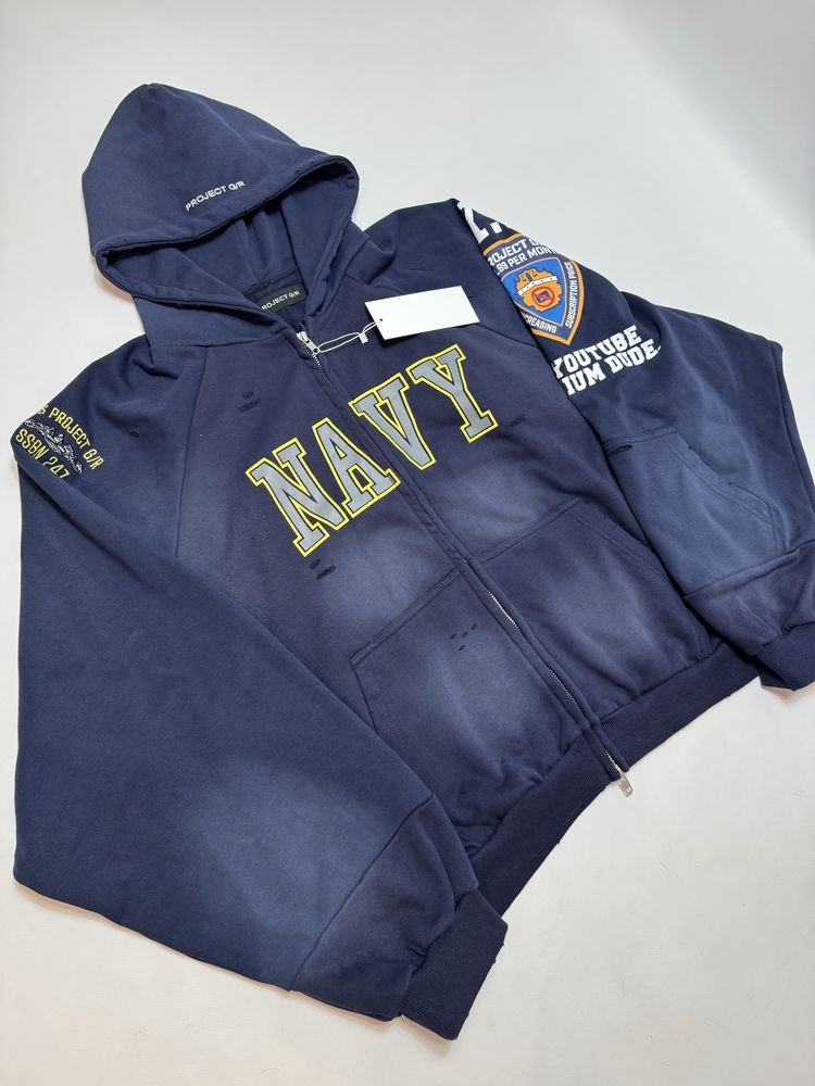 Зіп худі Grailz Project G/R Navy M L ERD Oversized Rick Zip up hoodie