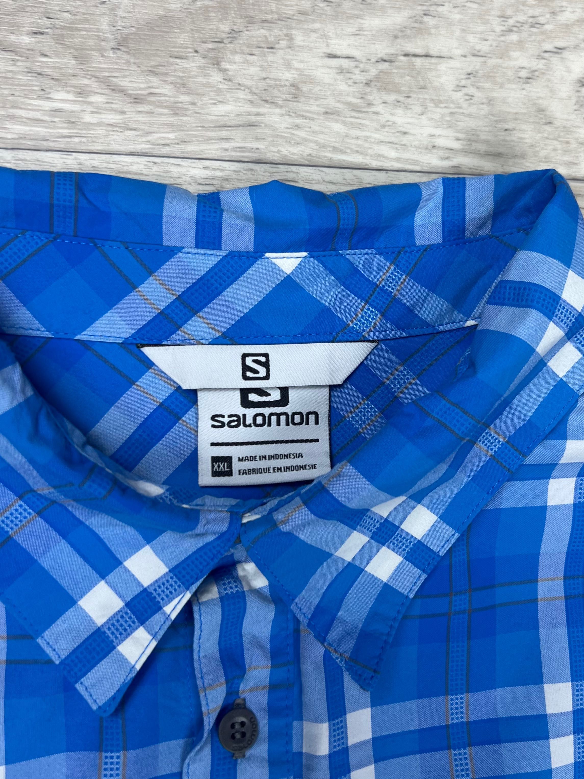 Salomon рубашка 2xl размер с коротким рукавом клетчатая синяя оригинал