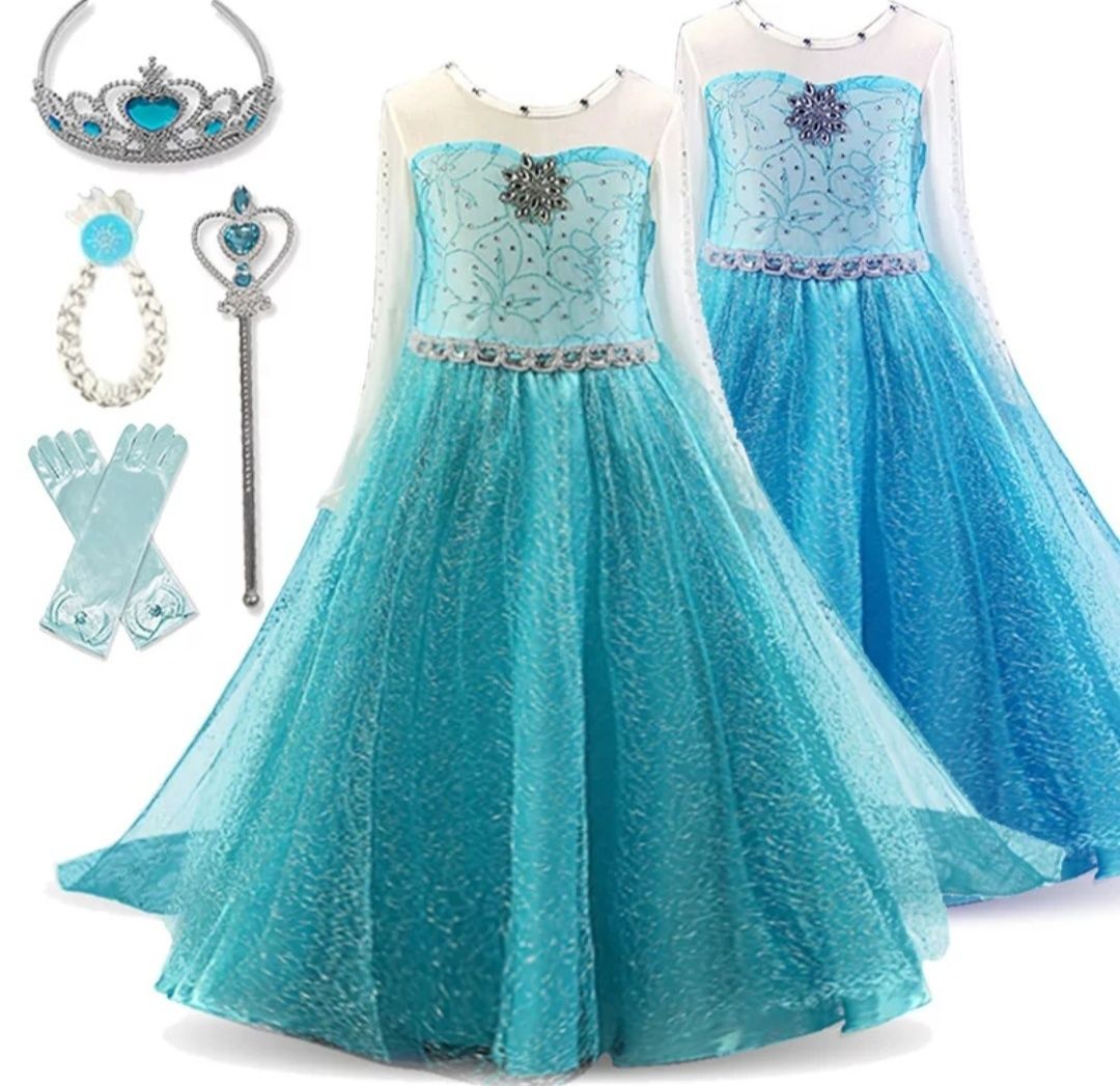 Платье Эльзы голубое ,бирюзовое