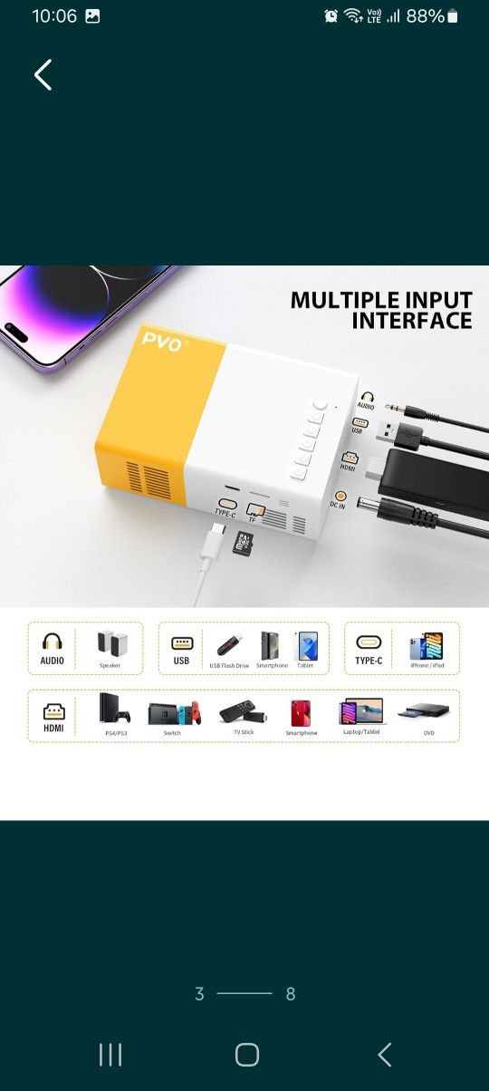 Projektor Mini PVO,prezent dla dzieci