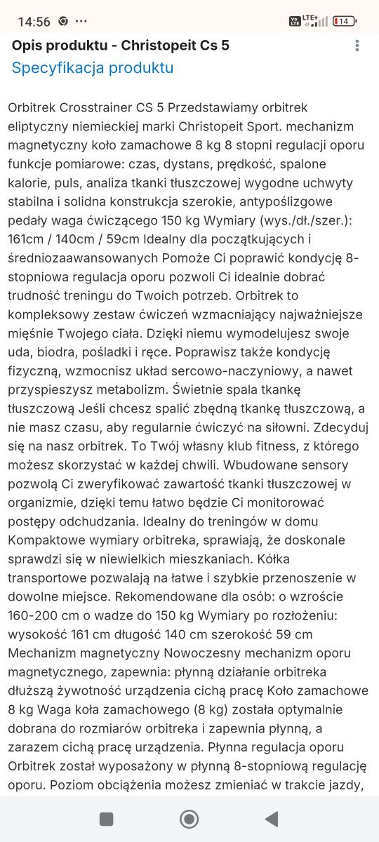 Orbitrek Christopeit C5 bardzo dobry stan! Orbitek !