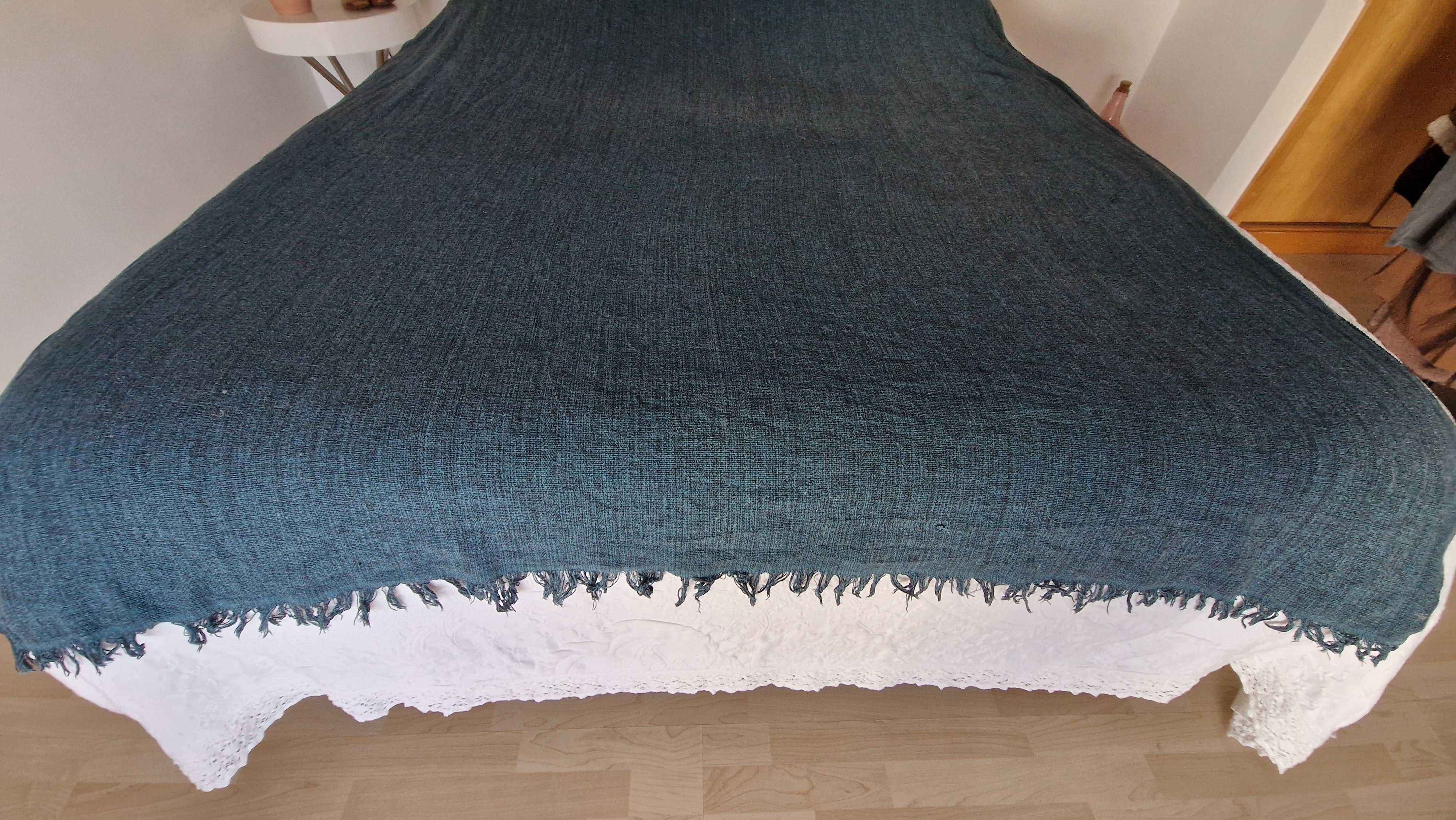 Manta azul esverdeado, 165 cm largura x 220 comprimento