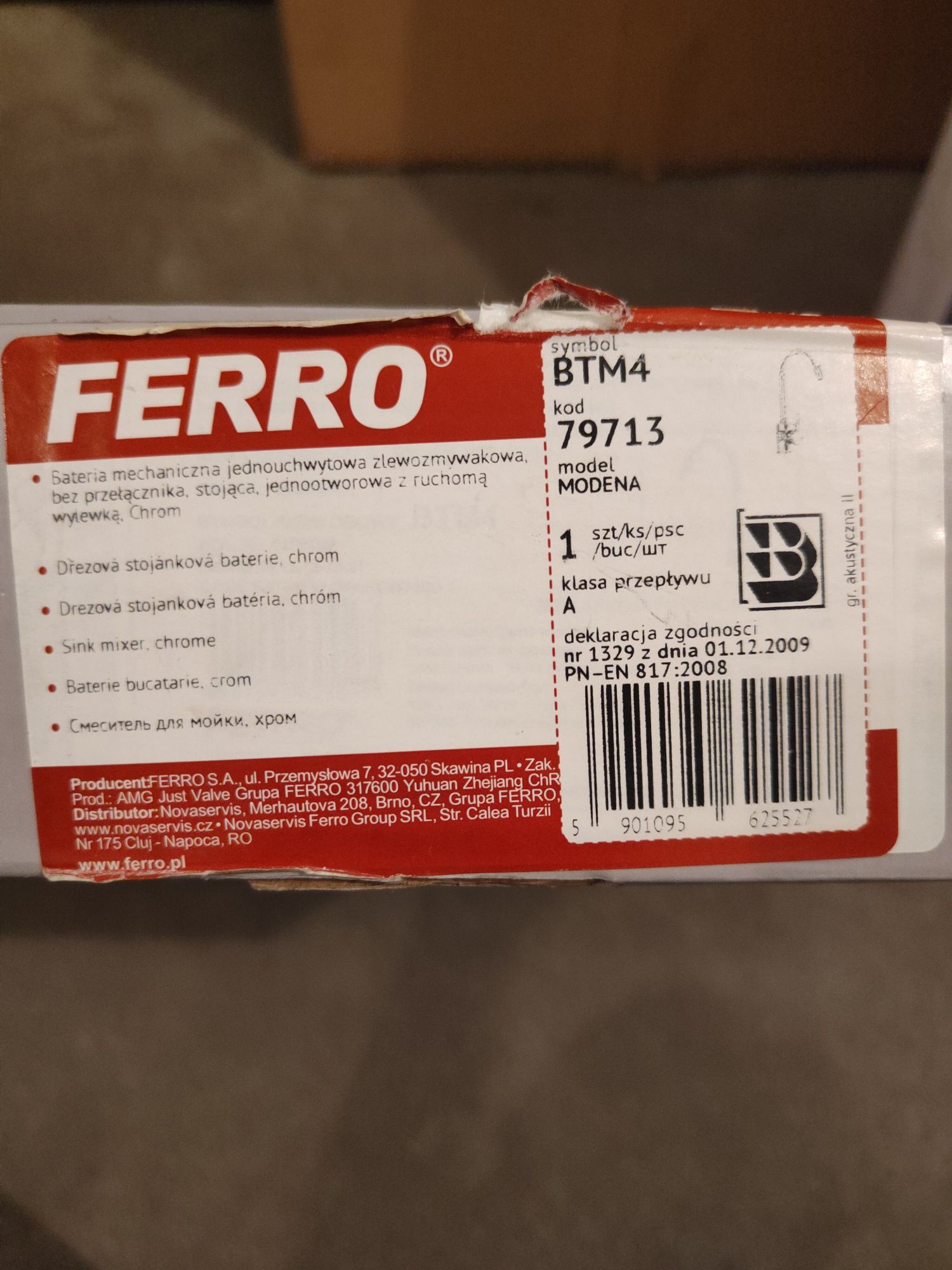 FERRO Modena Bateria kuchenna stojąca jednouchwytowa BTM4