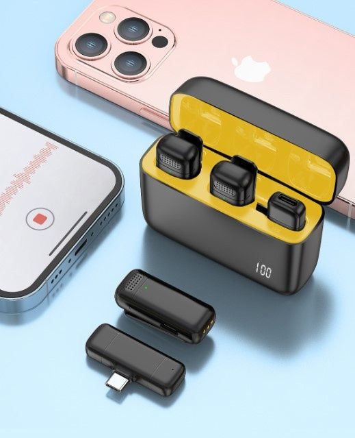 Беспроводной петличный микрофон c шумоподавлением (комплект