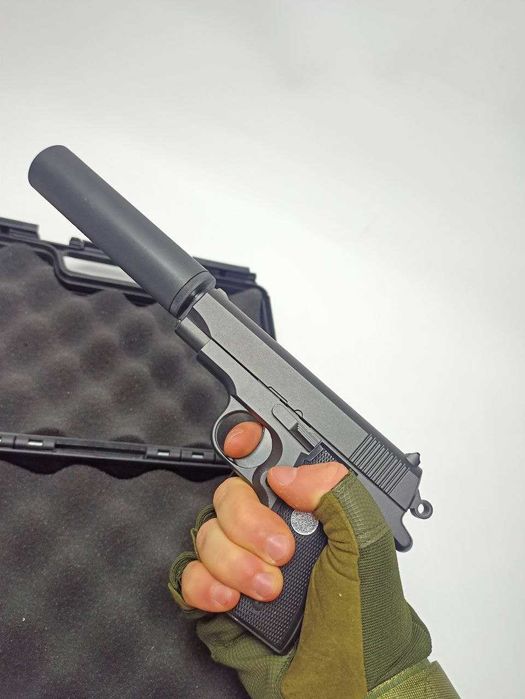 Металевий пістолет з глушником Colt на пульках залізний дитячий Іграшк
