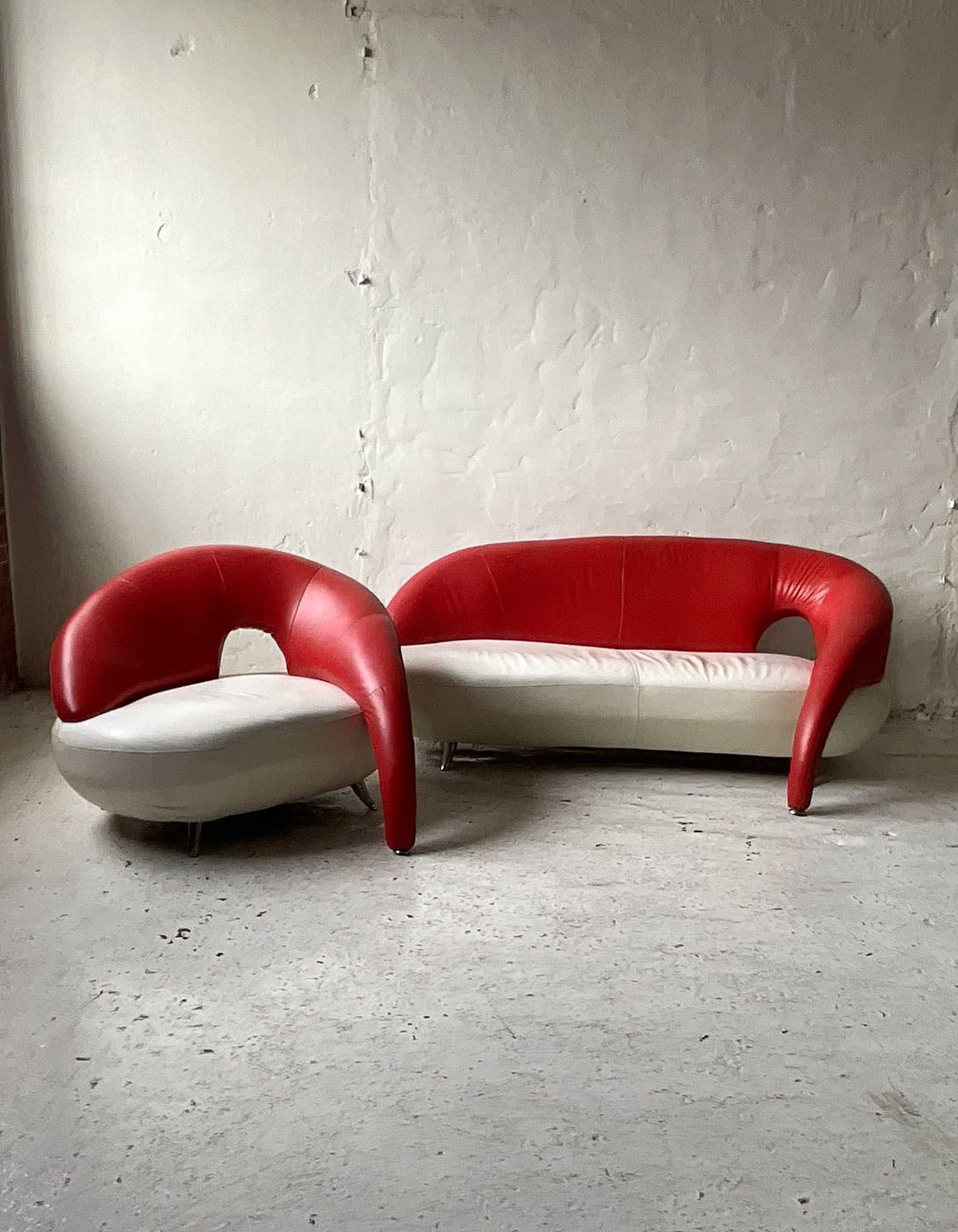 Fotel i sofa z lat 90 skóra vintage design