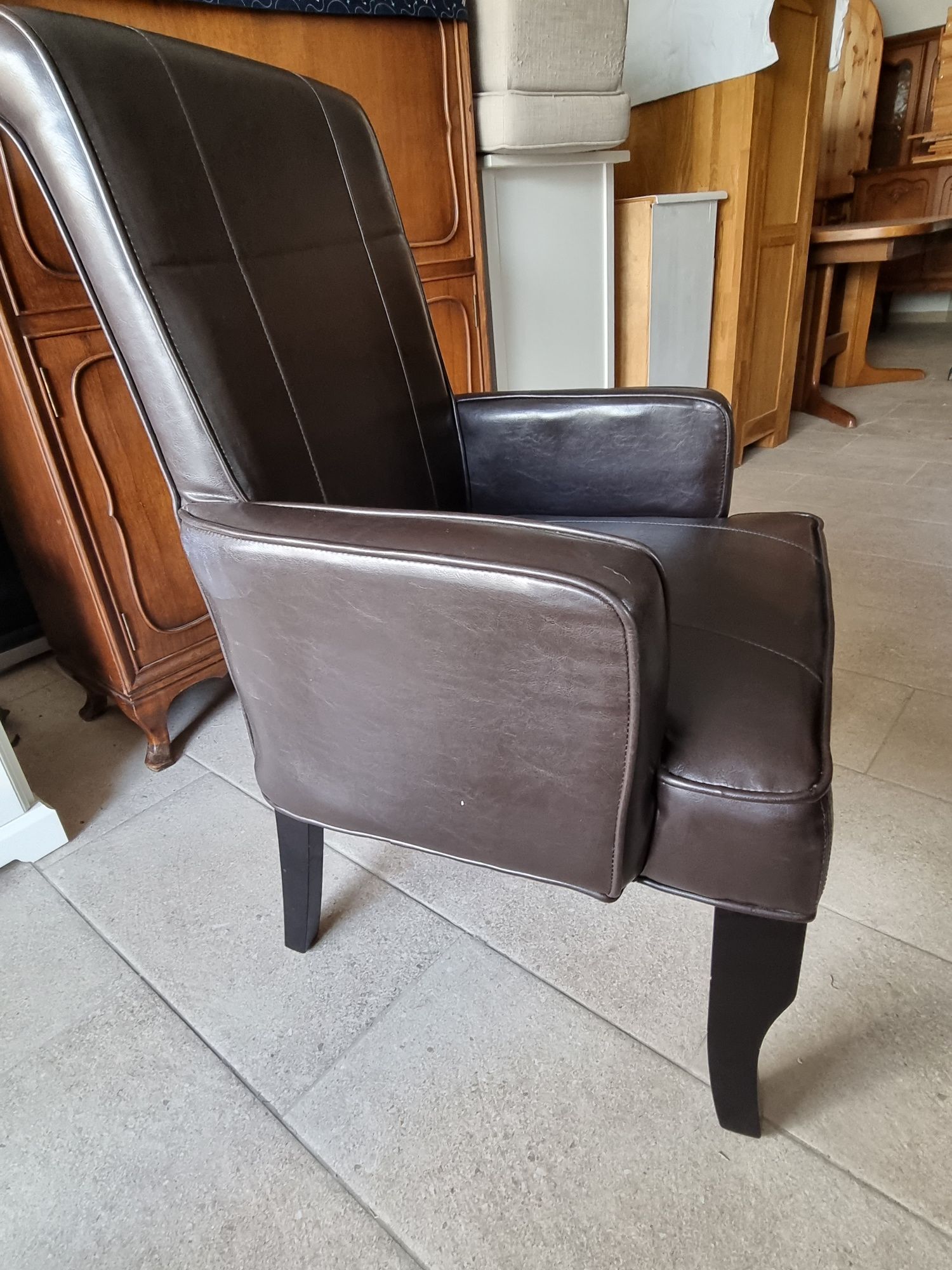 4 Fotel klubowy czarny ekoskóra zestaw skórzany krzesło